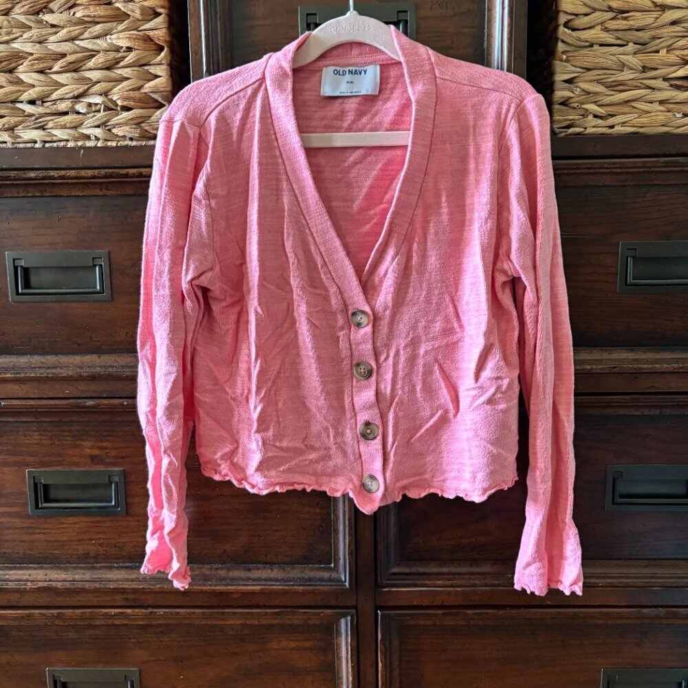 Old navy coral v neck cardigan sweater in size 8